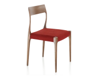Scandinavian chair walnut-stained wood burgundy fabric seat Scandinavian chair walnut-stained wood burgundy fabric seat