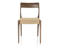 Chaise scandinave bois teinte marron foncé assise corde Chaise scandinave bois teinte marron foncé assise corde