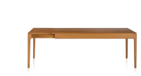 Table extensible en chêne avec plateau et allonges bois teinte merisier 140x100 cm