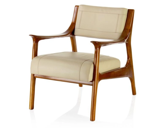 Fauteuil scandinave cuir beige