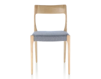 Chaise scandinave bois teinte naturelle assise tissu chevron bleu Chaise scandinave bois teinte naturelle assise tissu chevron bleu