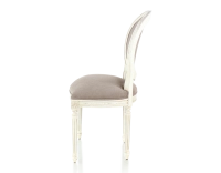 Chaise ancienne style Louis XVI bois teinte blanche cérusée et tissu taupe Chaise ancienne style Louis XVI bois teinte blanche cérusée et tissu taupe