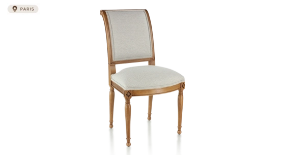 Chaise ancienne style directoire bois teinte ancienne et tissu beige naturel