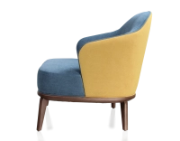 Fauteuil design tissu jaune et bleu jean Fauteuil design tissu jaune et bleu jean