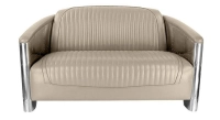 Canapé aviateur aluminium riveté et cuir 2 places beige Canapé aviateur aluminium riveté et cuir 2 places beige