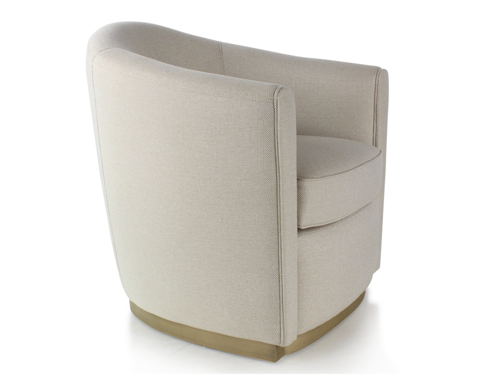Club armchair fabric beige chevron fabric, brass-effect wooden base Club armchair fabric beige chevron fabric, brass-effect wooden base