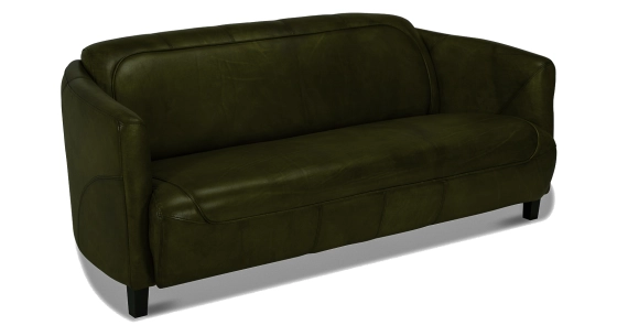 3 seater leather club sofa olive green