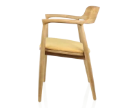 Chaise scandinave bois teinte naturelle et tissu jaune