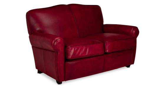 2 seater leather club sofa burgundy