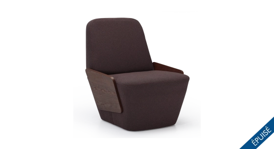 Designer armchair without armrests dark oak with a dark brown seat.