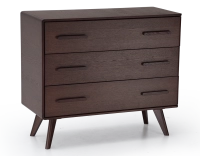 Commode 3 tiroirs en chêne bois teinte marron foncé