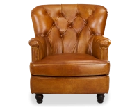 Fauteuil Chesterfield cuir cognac moyen dossier Fauteuil Chesterfield cuir cognac moyen dossier