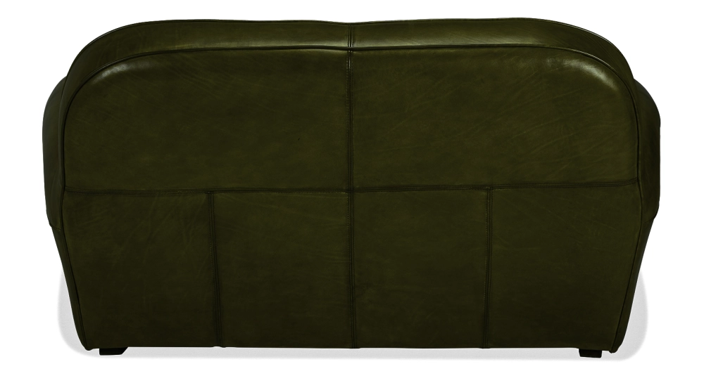 Canapé club cuir 2 places vert olive accoudoirs cloutés Canapé club cuir 2 places vert olive accoudoirs cloutés