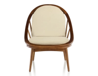 Fauteuil scandinave bois teinte merisier et tissu crème Fauteuil scandinave bois teinte merisier et tissu crème