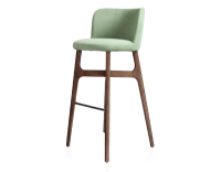 Tabouret de bar h80 cm bois teinte marron foncée assise tissu vert Tabouret de bar h80 cm bois teinte marron foncée assise tissu vert