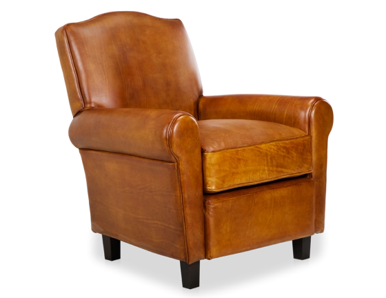 Fauteuil club cuir cognac