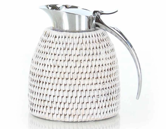 White rattan flask 0.3 litre