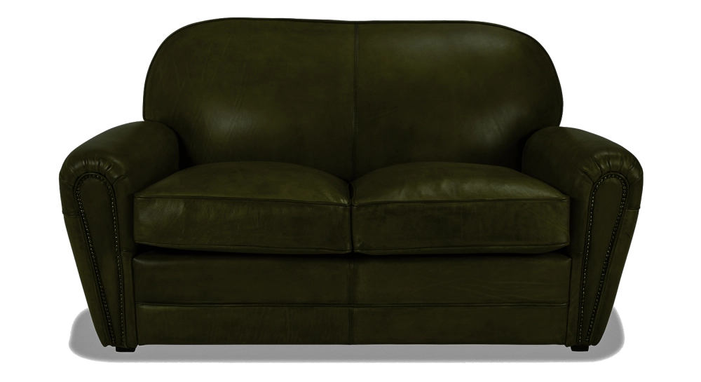 2 seater leather club sofa olive green studded armrests 2 seater leather club sofa olive green studded armrests