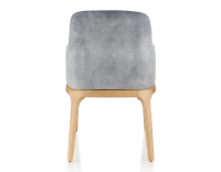 Chaise design avec accoudoirs bois teinte naturelle et tissu velours gris Chaise design avec accoudoirs bois teinte naturelle et tissu velours gris