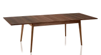 Table extensible en noyer 8 à 14 personnes avec plateau et allonges bois teinte naturelle 210x100 cm