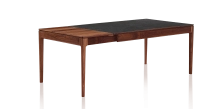 Table extensible 8 à 14 personnes en noyer et céramique allonges bois avec bois teinte naturelle et plateau céramique effet ardoise 210x100 cm Table extensible 8 à 14 personnes en noyer et céramique allonges bois avec bois teinte naturelle et plateau céramique effet ardoise 210x100 cm