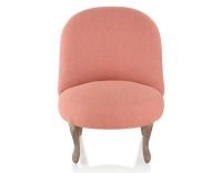 Fauteuil crapaud sans accoudoirs pieds bois teinte noyer et tissu rose corail Fauteuil crapaud sans accoudoirs pieds bois teinte noyer et tissu rose corail