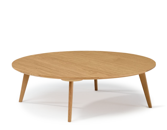 Table basse ronde en chêne plateau bois F1 teinte naturelle 60x60x30 cm