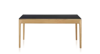 Table salle à manger en chêne et céramique avec bois teinte naturelle et plateau céramique noir unie 140x90 cm