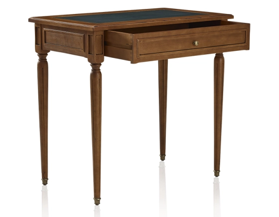 Bureau ancien style Louis XVI plateau cuir vert L80 cm