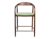 Tabouret de bar H60 cm bois teinte marron foncé et tissu vert Tabouret de bar H60 cm bois teinte marron foncé et tissu vert