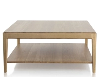 Table basse carrée en chêne avec tablette teinte naturelle 100x100 cm Table basse carrée en chêne avec tablette teinte naturelle 100x100 cm