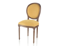 Chaise ancienne style Louis XVI bois teinte marron foncé et tissu jaune Chaise ancienne style Louis XVI bois teinte marron foncé et tissu jaune