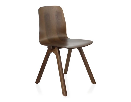 Chaise design en chêne teinte marron foncé