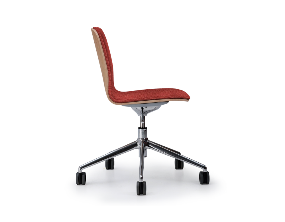 Chaise de bureau design pied métal alu à roulette assise tissu rouge pourpre Chaise de bureau design pied métal alu à roulette assise tissu rouge pourpre