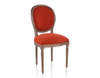 Antique Louis XVI style chair dark brown stained wood and burnt orange fabric Antique Louis XVI style chair dark brown stained wood and burnt orange fabric