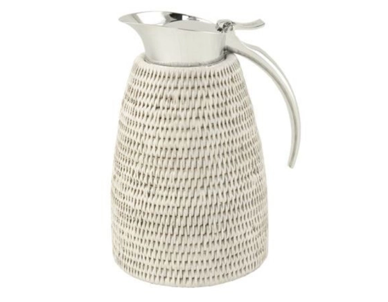 White rattan flask 0.6 litre