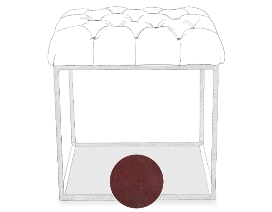 Chesterfield leather pouffe burgundy