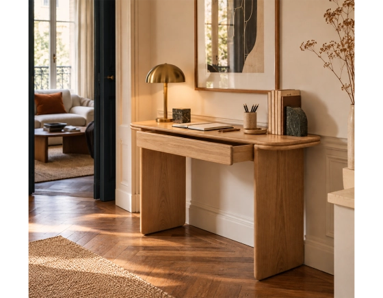 Bureau design en chêne teinte naturelle L120xP40 cm
