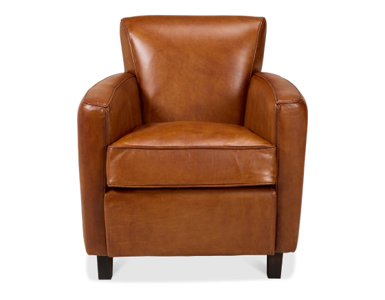 Leather club armchair light brown