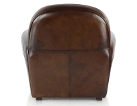 Leather club armchair dark brown piped armrests Leather club armchair dark brown piped armrests
