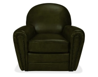 Fauteuil club cuir vert olive accoudoirs cloutés Fauteuil club cuir vert olive accoudoirs cloutés