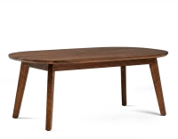 Mesa de centro ovalada de roble tinte marrón oscuro 100x60 cm