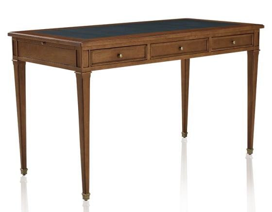 Antique Directoire style desk green leather top L130 cm