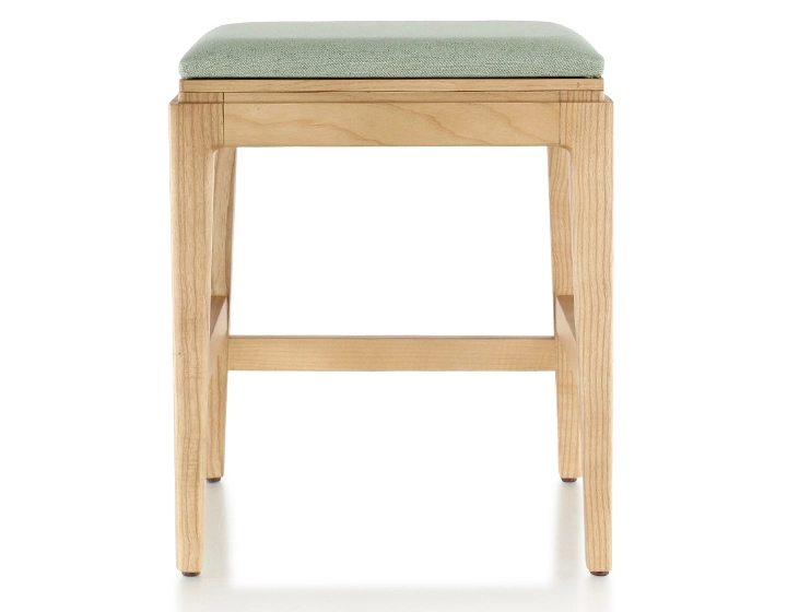 Tabouret design H45 cm bois teinte naturelle assise tissu vert sauge Tabouret design H45 cm bois teinte naturelle assise tissu vert sauge