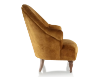 Fauteuil crapaud avec accoudoirs pieds bois teinte noyer et tissu velours bronze moyen dossier Fauteuil crapaud avec accoudoirs pieds bois teinte noyer et tissu velours bronze moyen dossier