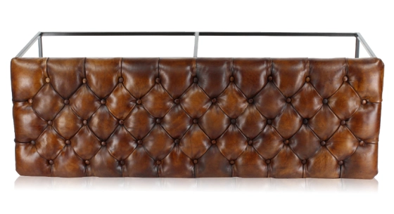 Banc Chesterfield cuir marron vintage