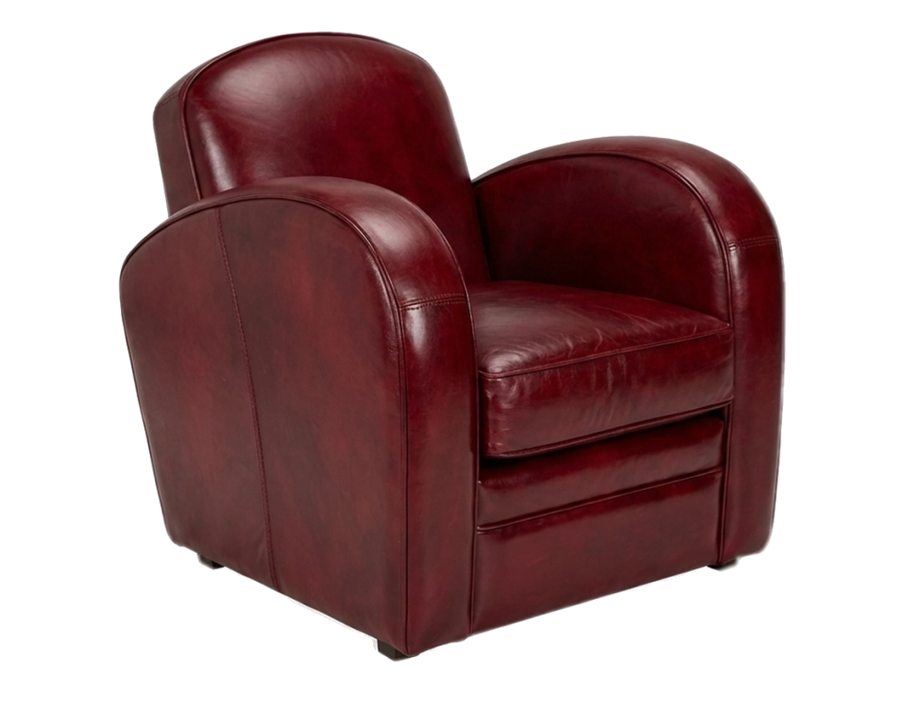 Fauteuil club cuir rouge carmin