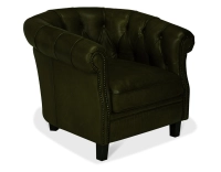 Fauteuil chesterfield cuir vert olive accoudoirs cloutés Fauteuil chesterfield cuir vert olive accoudoirs cloutés