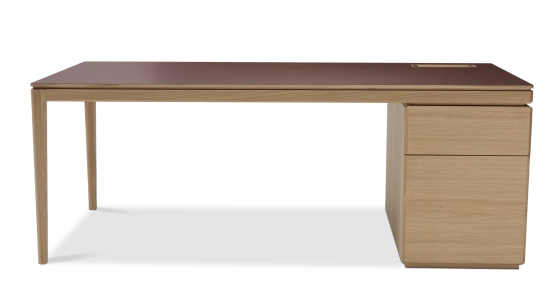 Executive desk oak natural finish fenix rosso tabletop 200x100