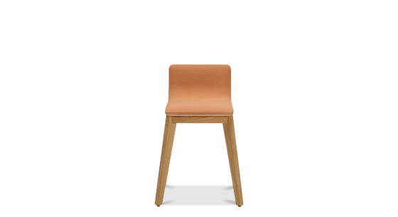 Tabouret design chêne teinte naturelle assise tissu corail